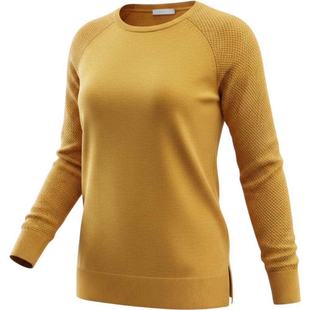 Loft Womens Mustard Yellow Textured Raglan Sleeve Knit Sweater Large L